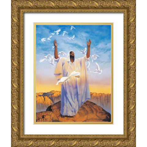 Praise the Lord Gold Ornate Wood Framed Art Print with Double Matting by Unknown