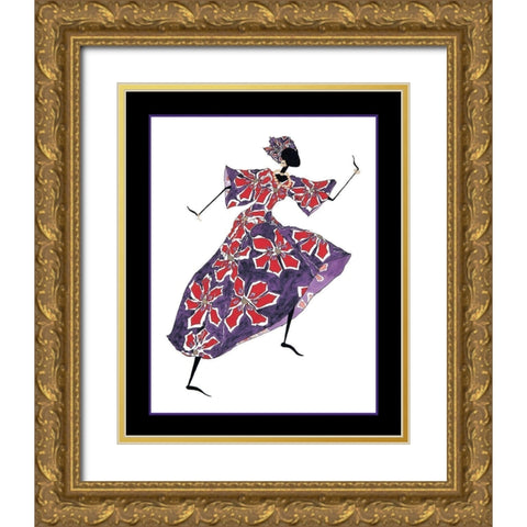 Dancin Mama Gold Ornate Wood Framed Art Print with Double Matting by Unknown