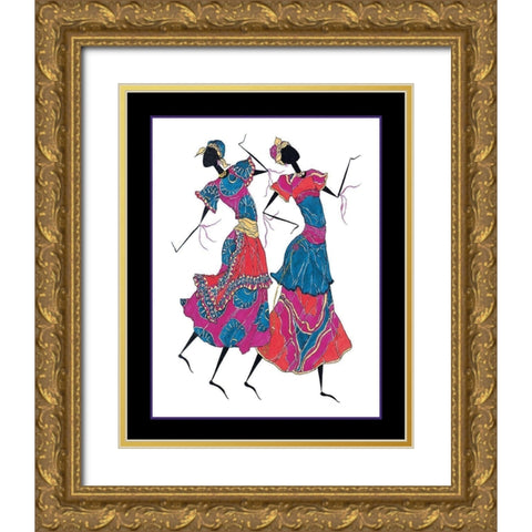 Dancin Duo Gold Ornate Wood Framed Art Print with Double Matting by Unknown
