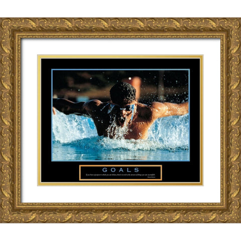 Goals - Swimmer Gold Ornate Wood Framed Art Print with Double Matting by Unknown