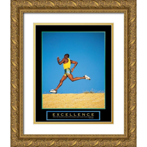 Excellence - Runner Gold Ornate Wood Framed Art Print with Double Matting by Unknown