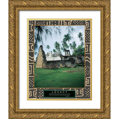 Legacy - Ancient Ruins Gold Ornate Wood Framed Art Print with Double Matting by Unknown
