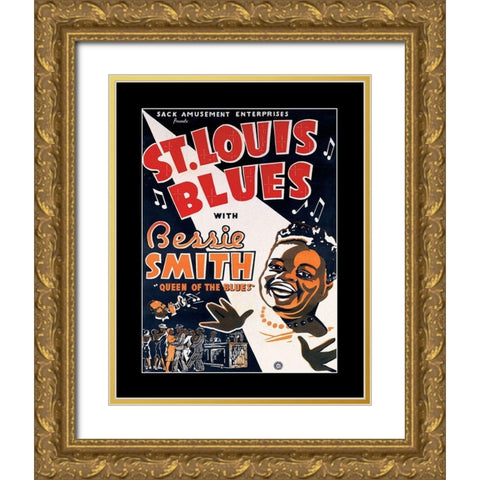 St Louis Blues Gold Ornate Wood Framed Art Print with Double Matting by Unknown