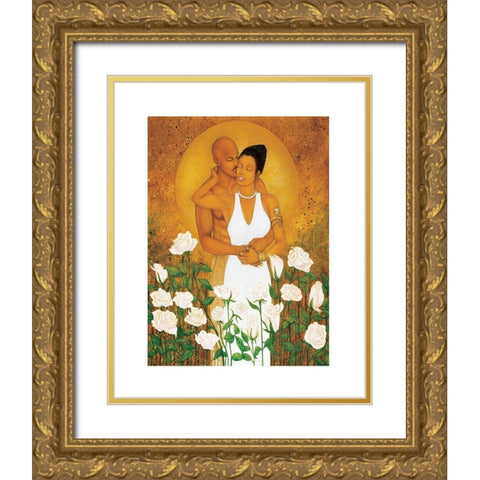 In the Garden Gold Ornate Wood Framed Art Print with Double Matting by Unknown