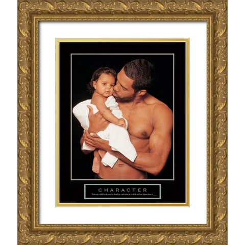 Character - Father and Child Gold Ornate Wood Framed Art Print with Double Matting by Unknown