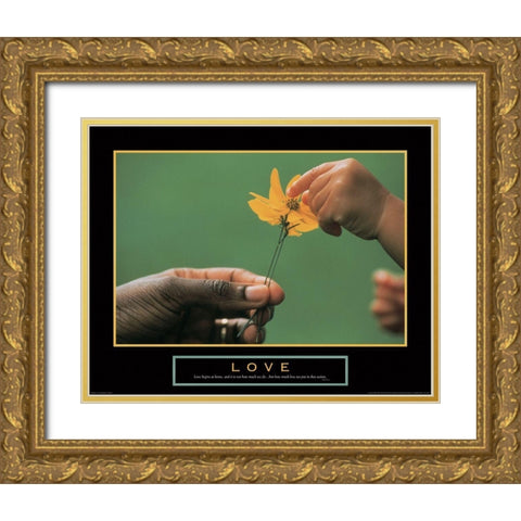 Love - Picking Petals Gold Ornate Wood Framed Art Print with Double Matting by Unknown