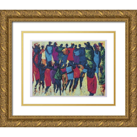 Circle Dance Gold Ornate Wood Framed Art Print with Double Matting by Unknown