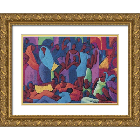 Puzzle People Gold Ornate Wood Framed Art Print with Double Matting by Unknown