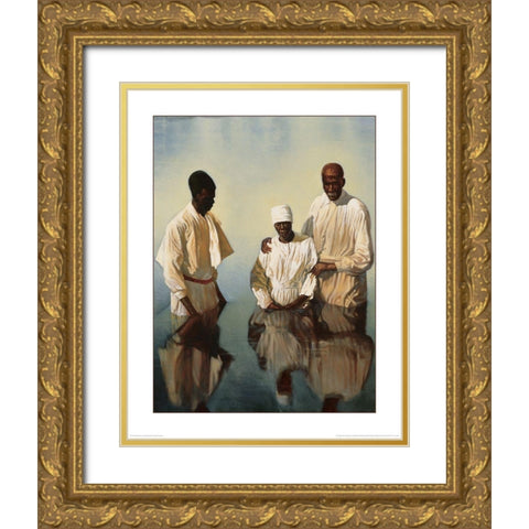 Black Baptism Gold Ornate Wood Framed Art Print with Double Matting by Unknown