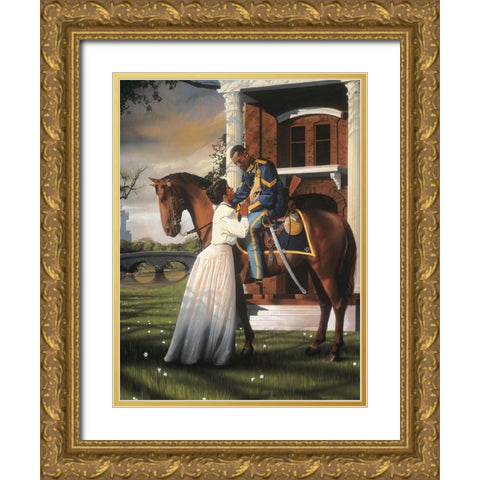 Saying Goodbye Gold Ornate Wood Framed Art Print with Double Matting by Unknown
