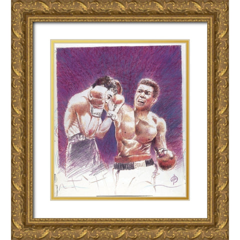 Courage - Boxer Gold Ornate Wood Framed Art Print with Double Matting by Unknown