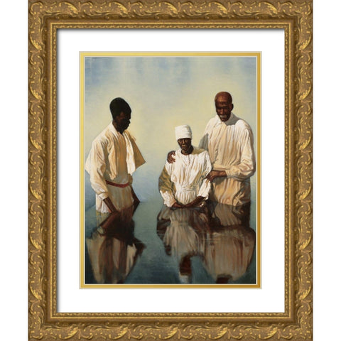 Baptism Gold Ornate Wood Framed Art Print with Double Matting by Unknown