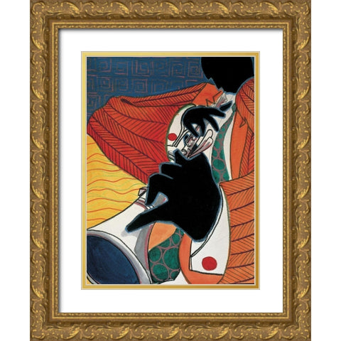 Licorice Stick Gold Ornate Wood Framed Art Print with Double Matting by Unknown