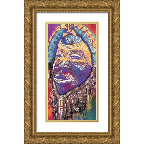 Tribal Masque II Gold Ornate Wood Framed Art Print with Double Matting by Unknown