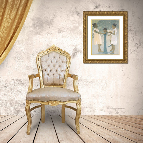 Big Sisters Gold Ornate Wood Framed Art Print with Double Matting by Unknown