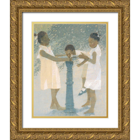 Big Sisters Gold Ornate Wood Framed Art Print with Double Matting by Unknown