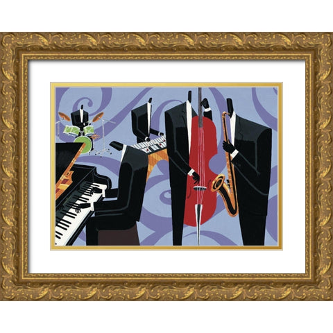 Cool Jazz II Gold Ornate Wood Framed Art Print with Double Matting by Unknown