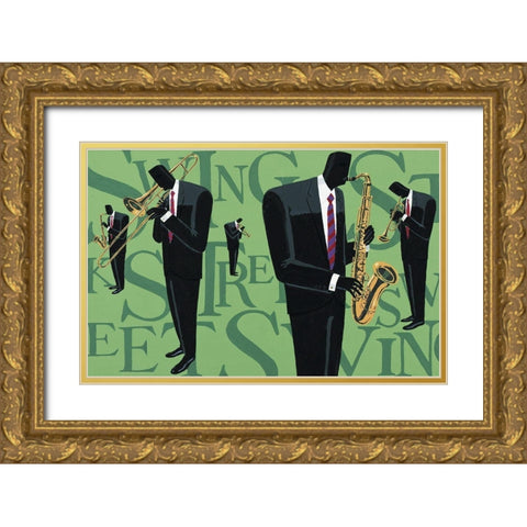 Cool Jazz III Gold Ornate Wood Framed Art Print with Double Matting by Unknown