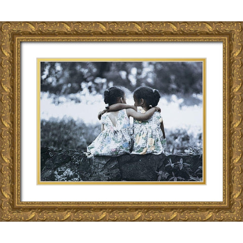 Friends Gold Ornate Wood Framed Art Print with Double Matting by Unknown