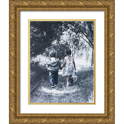 Hand in Hand Gold Ornate Wood Framed Art Print with Double Matting by Unknown