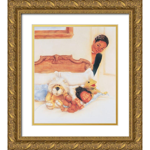 Good Night Gold Ornate Wood Framed Art Print with Double Matting by Unknown