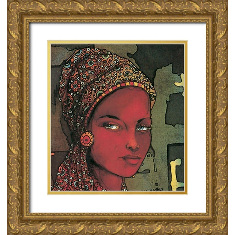 Ariel Gold Ornate Wood Framed Art Print with Double Matting by Unknown