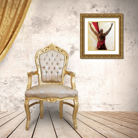 Twirling Gold Ornate Wood Framed Art Print with Double Matting by Unknown