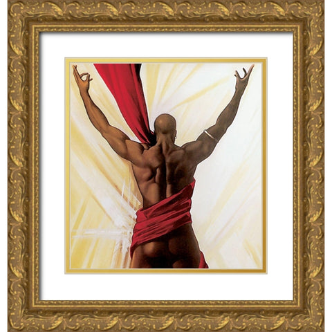 Twirling Gold Ornate Wood Framed Art Print with Double Matting by Unknown