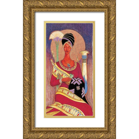 Queens Quilt Gold Ornate Wood Framed Art Print with Double Matting by Unknown