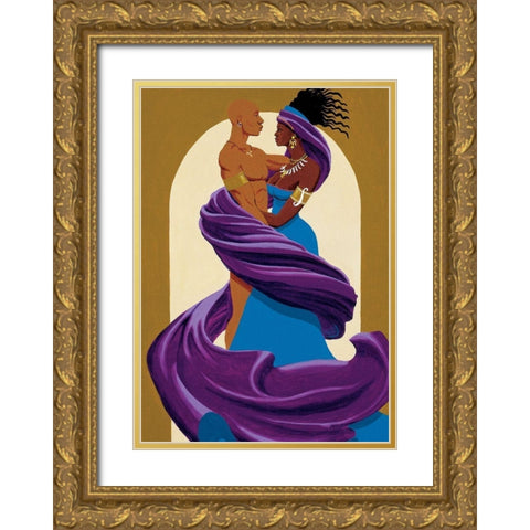 Entwined Couple Gold Ornate Wood Framed Art Print with Double Matting by Unknown