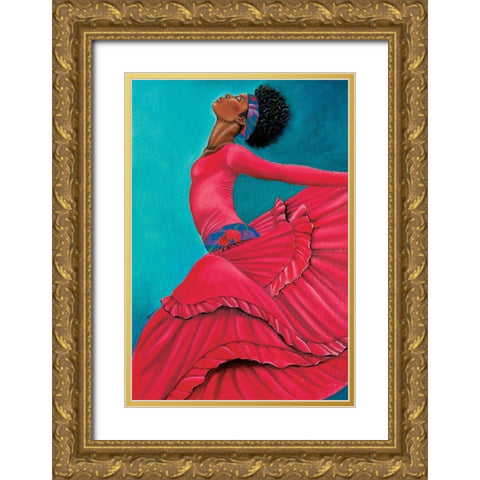 Dancer Gold Ornate Wood Framed Art Print with Double Matting by Unknown