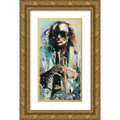 Blowin the Blues Gold Ornate Wood Framed Art Print with Double Matting by Unknown