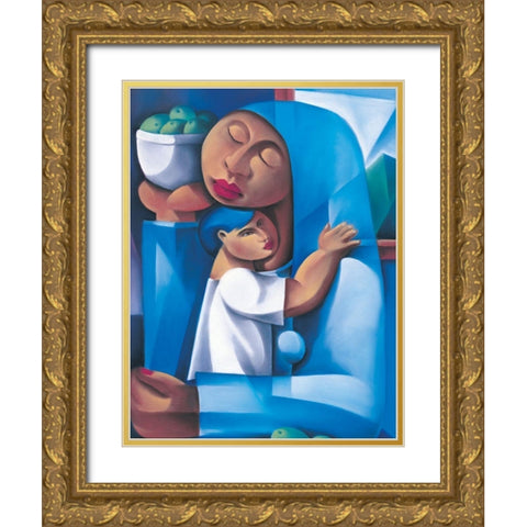 Madonna and Child Gold Ornate Wood Framed Art Print with Double Matting by Unknown