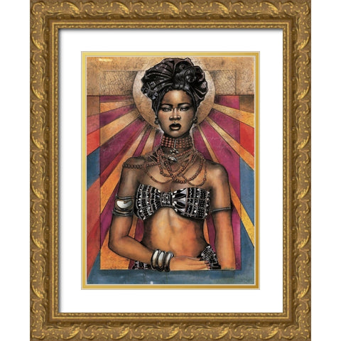 Black Princess Gold Ornate Wood Framed Art Print with Double Matting by Unknown