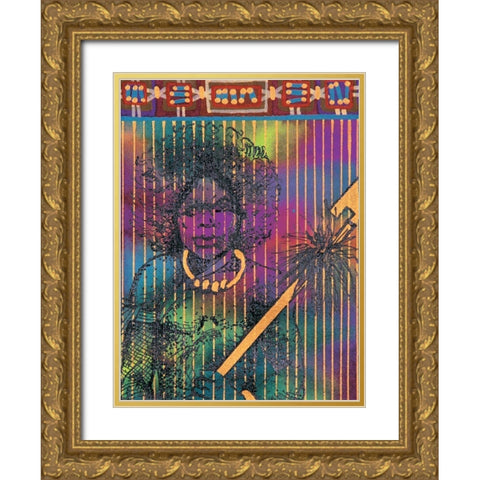 Woman Warrior Gold Ornate Wood Framed Art Print with Double Matting by Unknown
