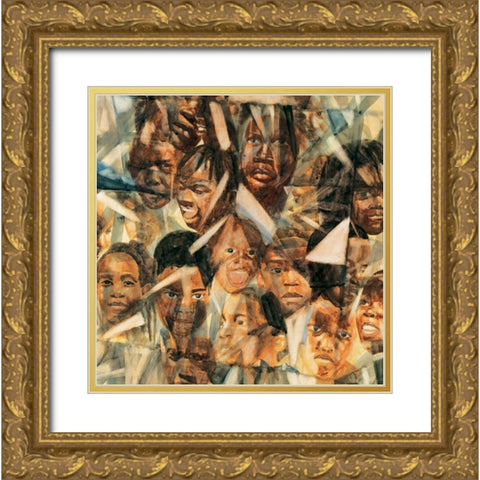 People Gold Ornate Wood Framed Art Print with Double Matting by Unknown