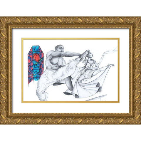 Lick Gold Ornate Wood Framed Art Print with Double Matting by Unknown