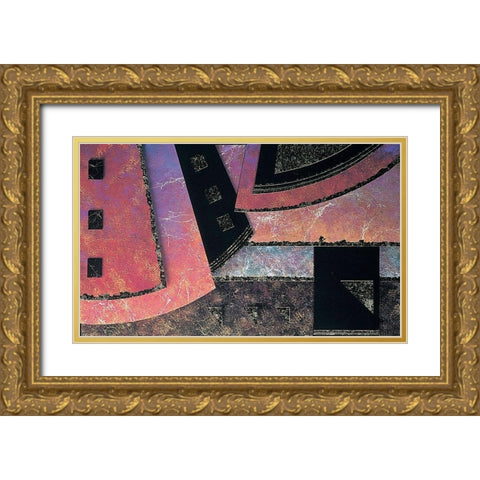 Mosaic Abstract I Gold Ornate Wood Framed Art Print with Double Matting by Unknown