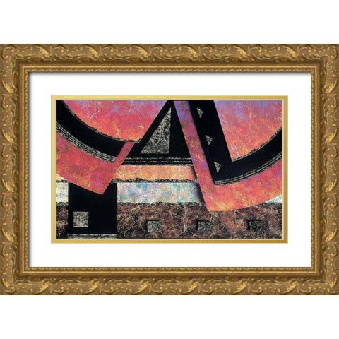 Mosaic Abstract II Gold Ornate Wood Framed Art Print with Double Matting by Unknown