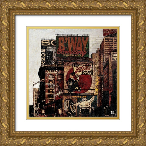 Broadways time Gold Ornate Wood Framed Art Print with Double Matting by Arietti, Fabienne