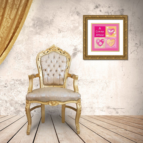 A comme Amour Gold Ornate Wood Framed Art Print with Double Matting by Fays, Lynda