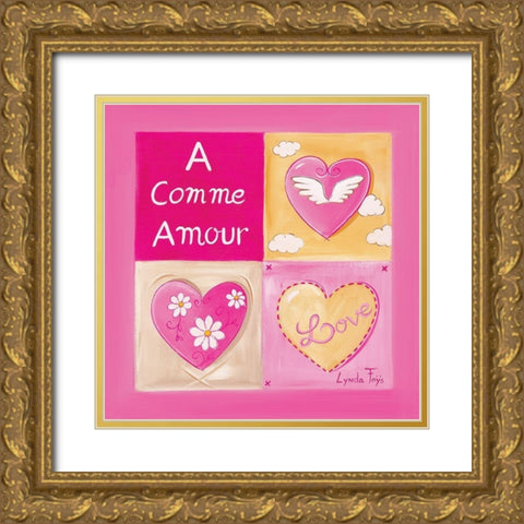 A comme Amour Gold Ornate Wood Framed Art Print with Double Matting by Fays, Lynda