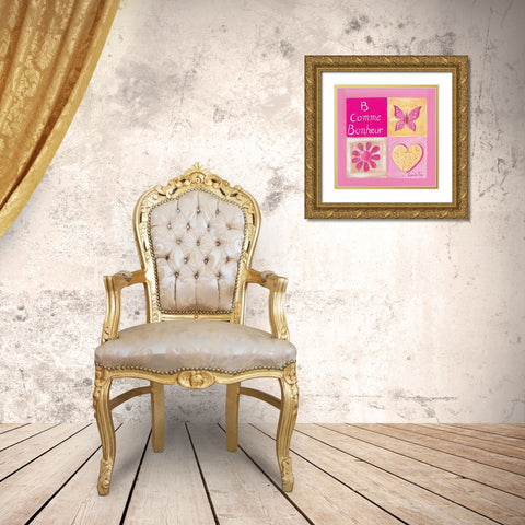 B comme Bonheur Gold Ornate Wood Framed Art Print with Double Matting by Fays, Lynda