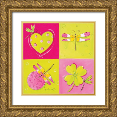 Le jardin de libellule I Gold Ornate Wood Framed Art Print with Double Matting by Fays, Lynda