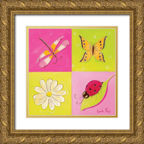 Le jardin de libellule II Gold Ornate Wood Framed Art Print with Double Matting by Fays, Lynda