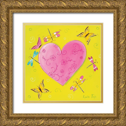 Reve de libellule Gold Ornate Wood Framed Art Print with Double Matting by Fays, Lynda