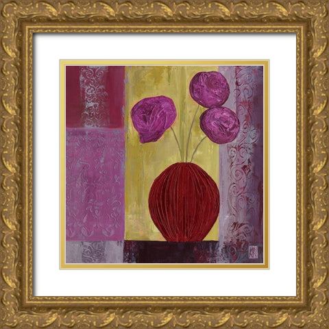 Pivoines mauves I Gold Ornate Wood Framed Art Print with Double Matting by Romanelli, Karine