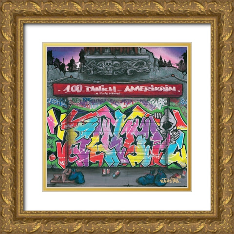 100-dwich amerikain Gold Ornate Wood Framed Art Print with Double Matting by Butch and Pea