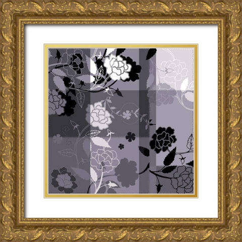 Camelias noirs II Gold Ornate Wood Framed Art Print with Double Matting by Desire, Magalie