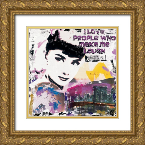 Audrey I love people Gold Ornate Wood Framed Art Print with Double Matting by Gachaga, Vincent